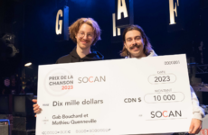 « Ton shift est pas fini », de Gab Bouchard et Mathieu Quenneville, remporte le Prix de la Chanson SOCAN 2023